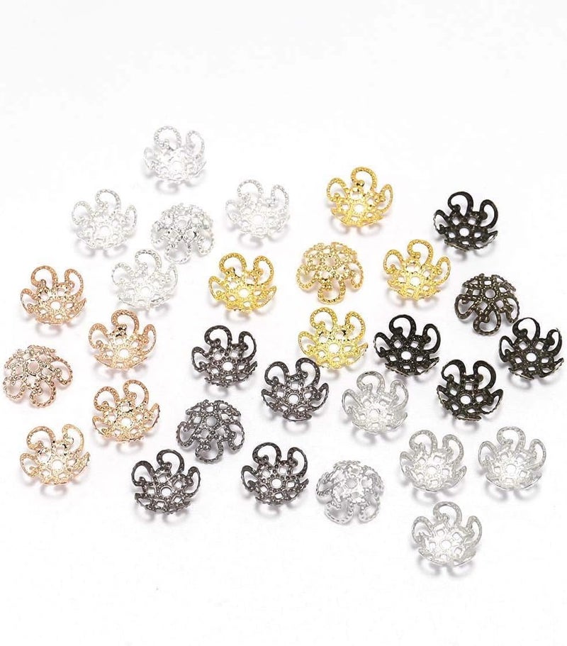 Tiosen 100Pcs Shiny Vintage Filigree, 8mm Silver Flower Bead End Caps Metal Bead Caps for Jewelry Making DIY Bracelet Earrings Arts, Crafts Accessories - Image 5